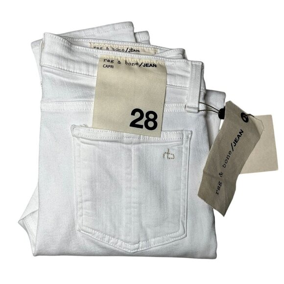 NWT Rag & Bone White Distressed Skinny Capri Jeans With Holes Size 28 - Picture 8 of 12